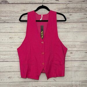 NWT Designs by Olivia Pink Waistcoat Three Button Vest XL